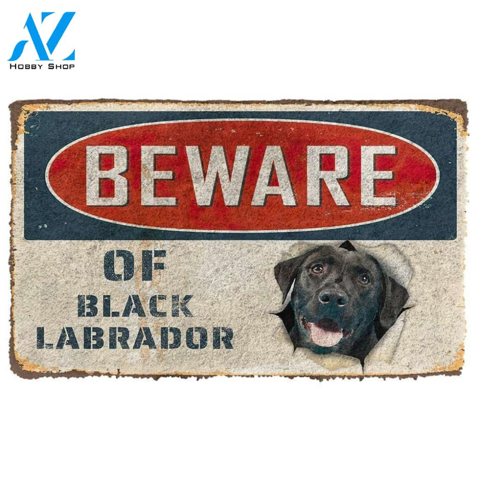 Dog Doormat 3D Beware Of Black Labrador Custom Doormat