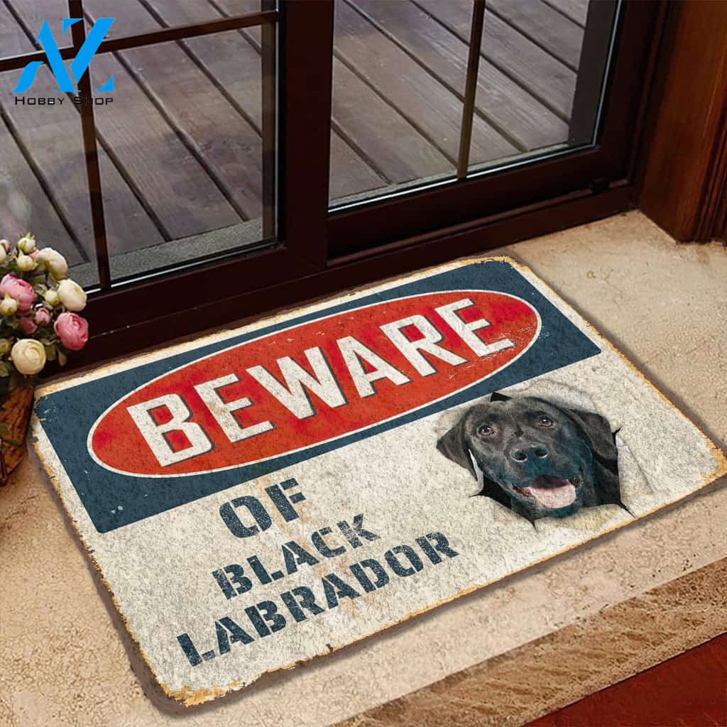 Dog Doormat 3D Beware Of Black Labrador Custom Doormat