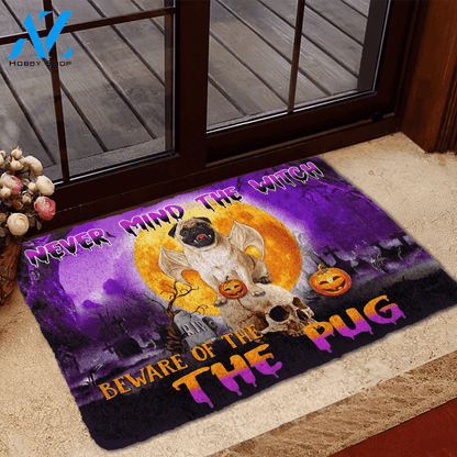 Dog Doormat 3D Beware Of Halloween Vampire Pug Custom Doormat