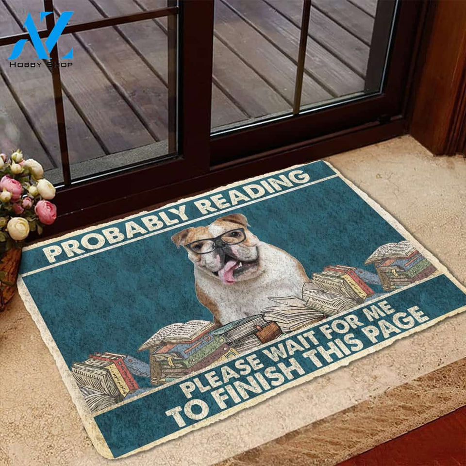 Dog Doormat 3D Bulldog Probably Reading Please Wait Custom Doormat