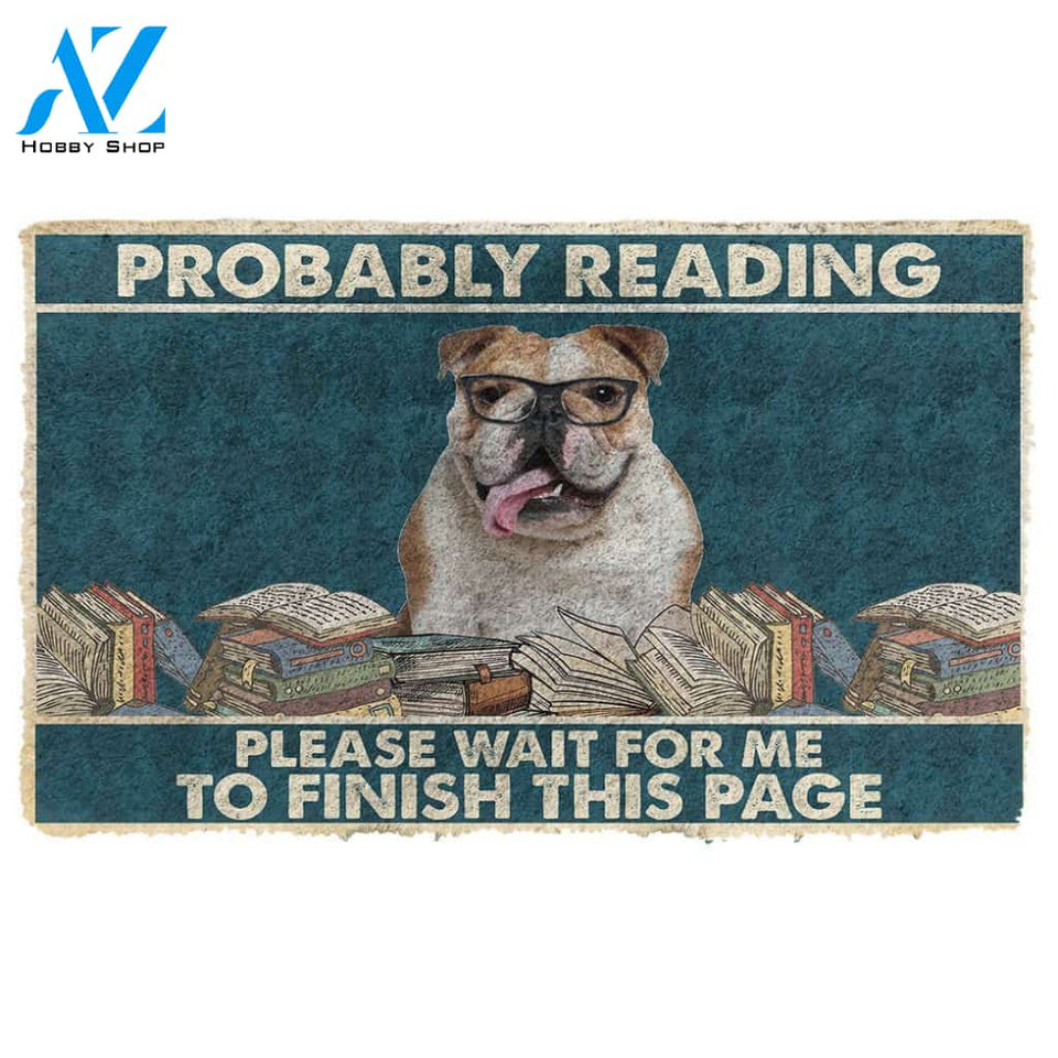 Dog Doormat 3D Bulldog Probably Reading Please Wait Custom Doormat