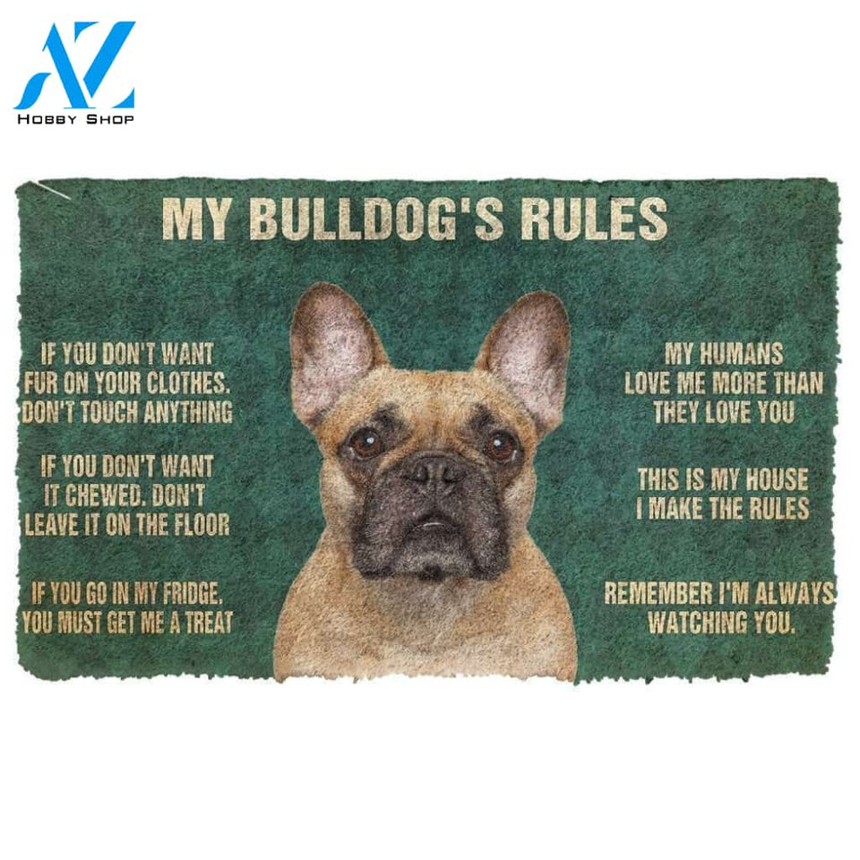 Dog Doormat 3D Bulldog's Rules Doormat