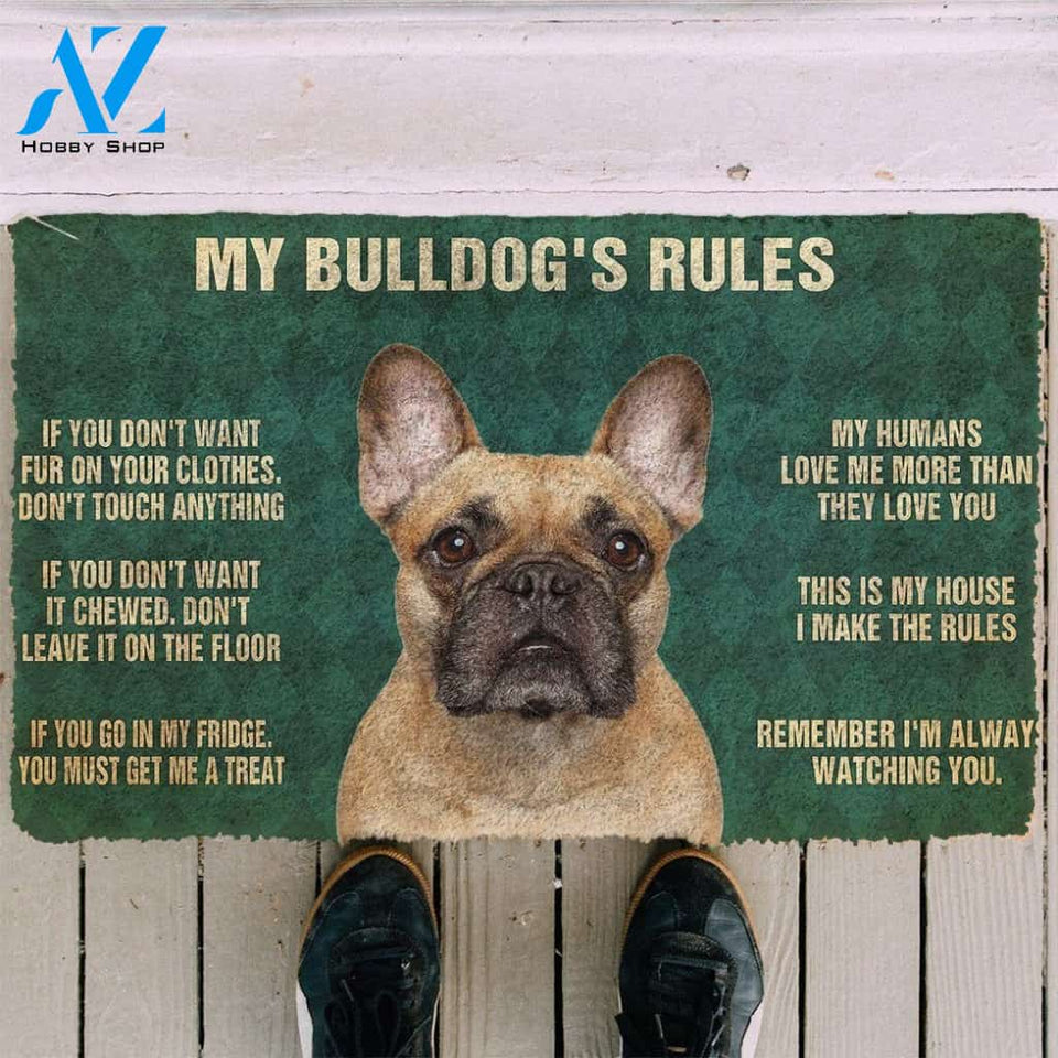 Dog Doormat 3D Bulldog's Rules Doormat