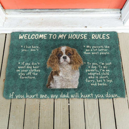 Dog Doormat 3D Cavalier King Charles Spaniel Welcome To My House Rules Custom Doormat