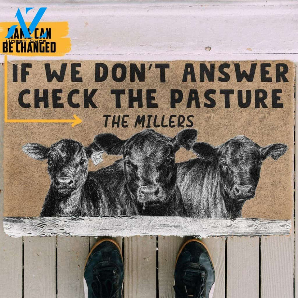Dog Doormat 3D Check The Angus Cattle Pasture Custom Name Doormat