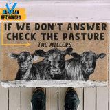 Dog Doormat 3D Check The Angus Cattle Pasture Custom Name Doormat