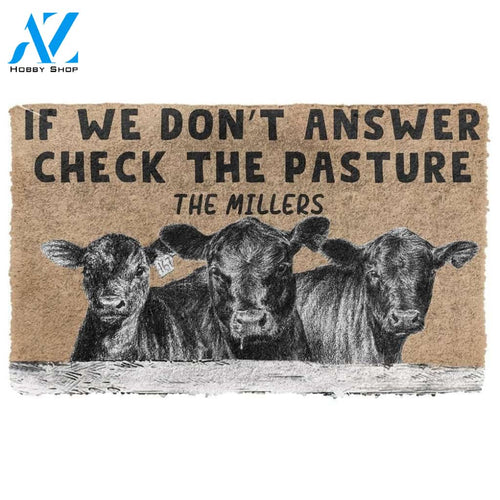Dog Doormat 3D Check The Angus Cattle Pasture Custom Name Doormat