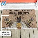 Dog Doormat 3D Check The Bee Hive Custom Name Doormat