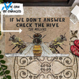 Dog Doormat 3D Check The Bee Hive Custom Name Doormat