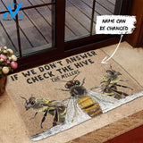 Dog Doormat 3D Check The Bee Hive Custom Name Doormat