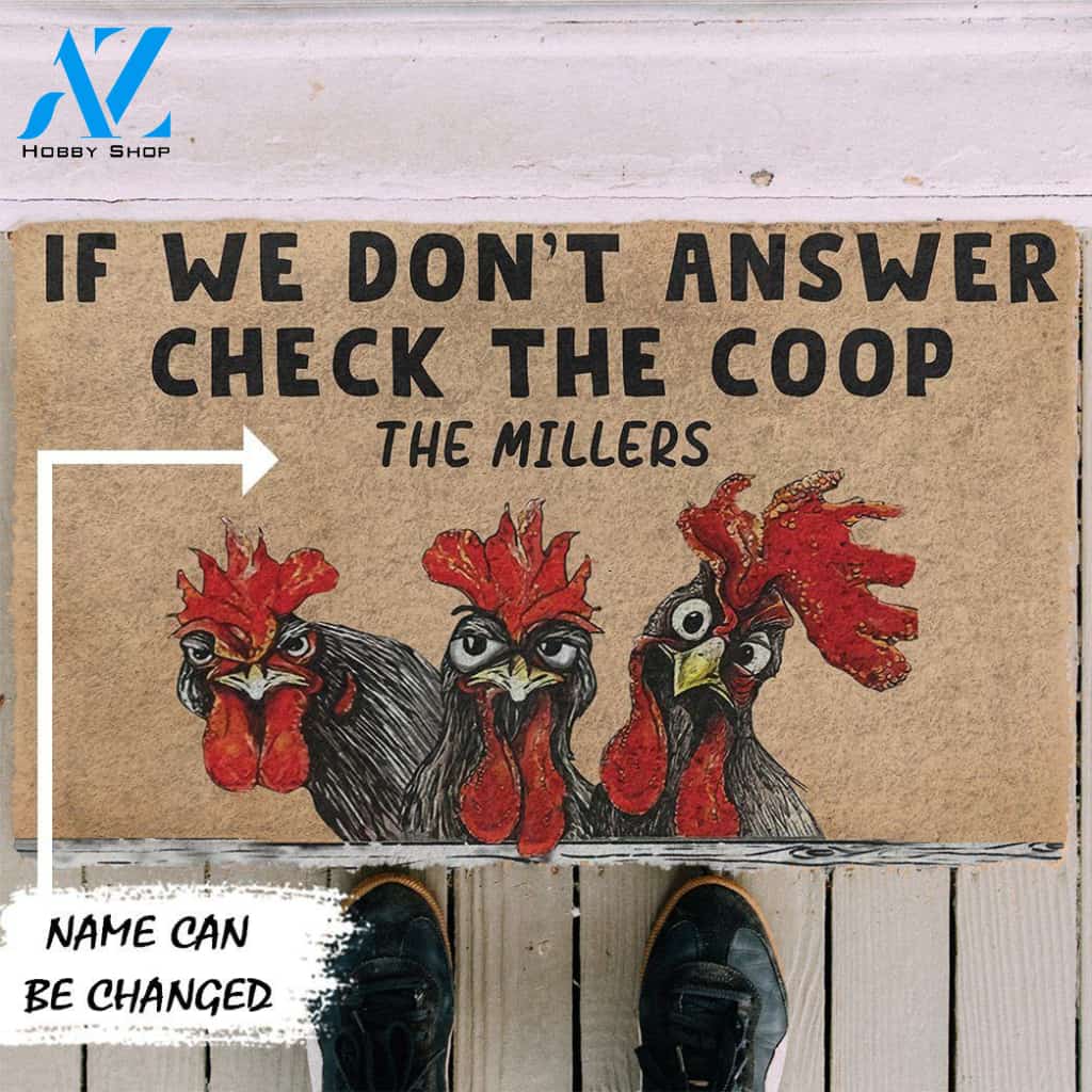 Dog Doormat 3D Check The Chicken Coop Custom Name Doormat