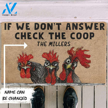 Dog Doormat 3D Check The Chicken Coop Custom Name Doormat