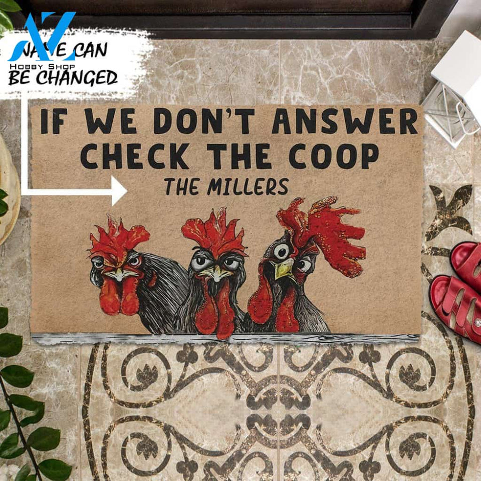 Dog Doormat 3D Check The Chicken Coop Custom Name Doormat