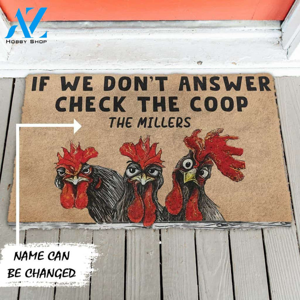 Dog Doormat 3D Check The Chicken Coop Custom Name Doormat