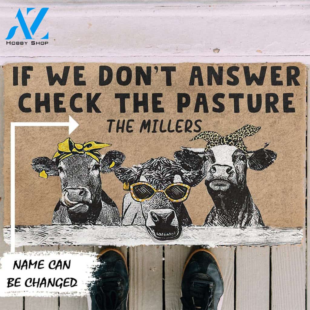 Dog Doormat 3D Check The Cow Pasture Custom Name Doormat