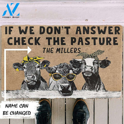 Dog Doormat 3D Check The Cow Pasture Custom Name Doormat