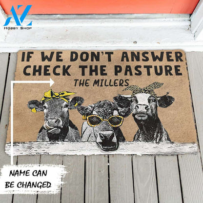 Dog Doormat 3D Check The Cow Pasture Custom Name Doormat