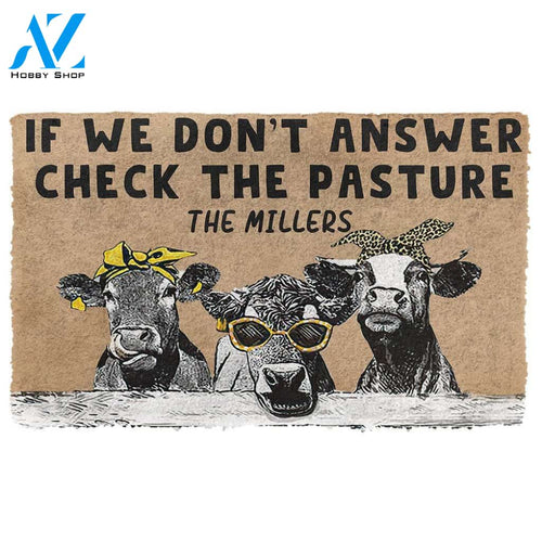 Dog Doormat 3D Check The Cow Pasture Custom Name Doormat