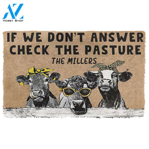 Dog Doormat 3D Check The Cow Pasture Custom Name Doormat