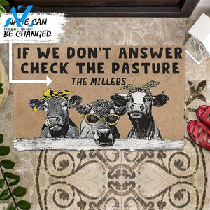 Dog Doormat 3D Check The Cow Pasture Custom Name Doormat