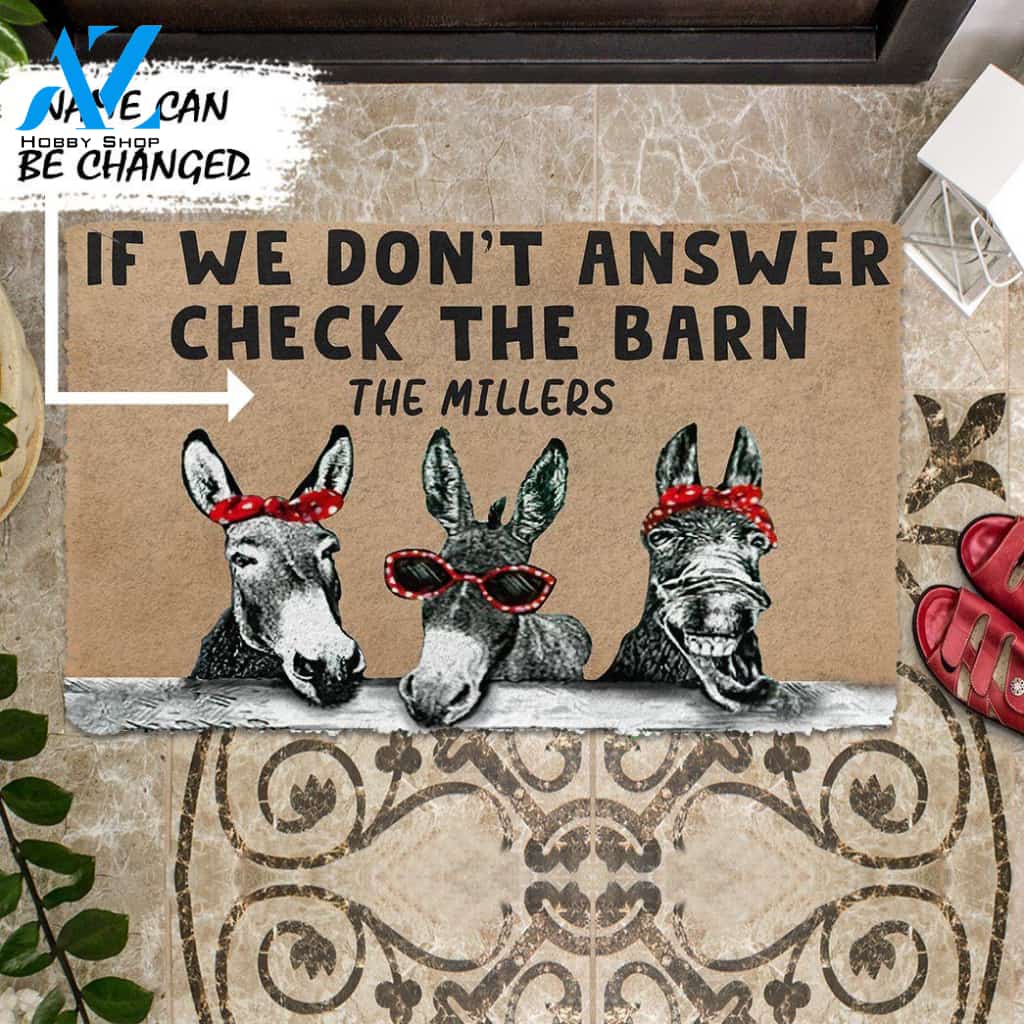 Dog Doormat 3D Check The Donkey Barn Custom Name Doormat