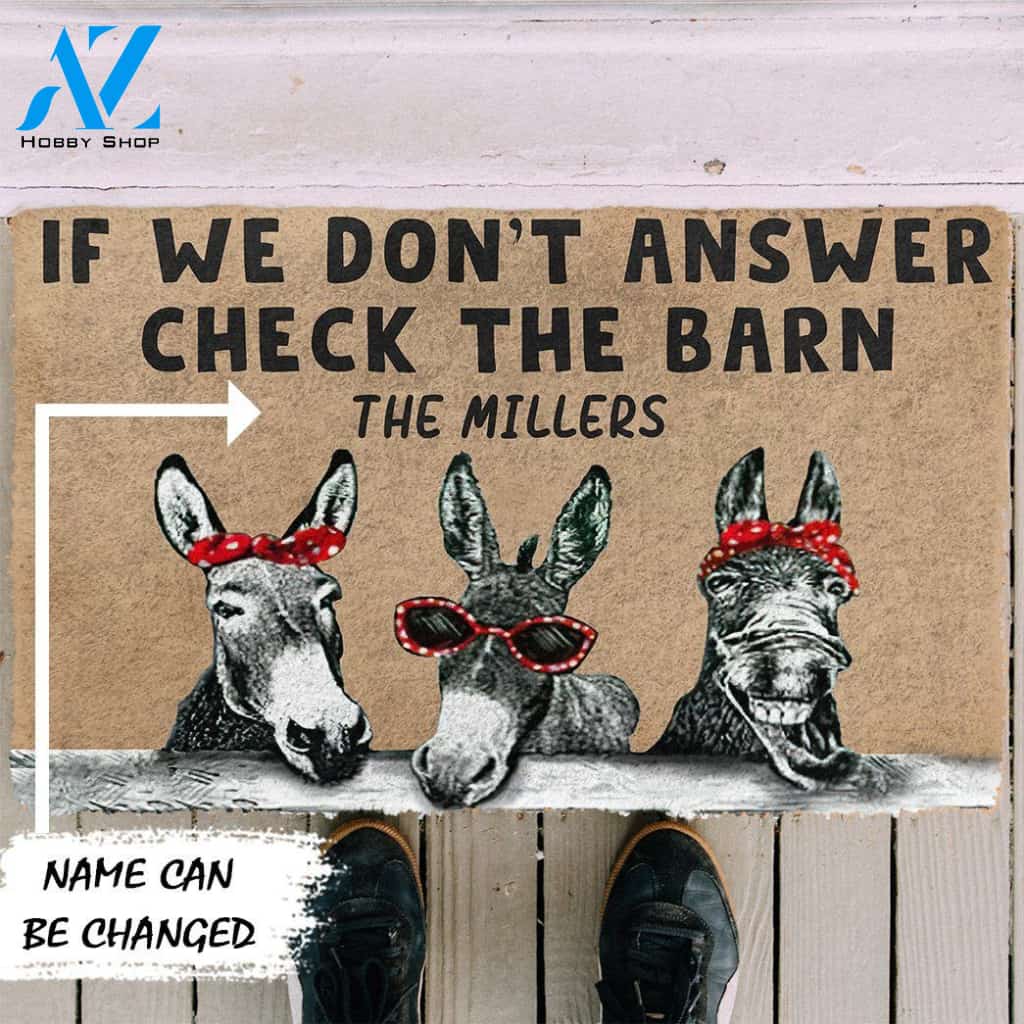 Dog Doormat 3D Check The Donkey Barn Custom Name Doormat