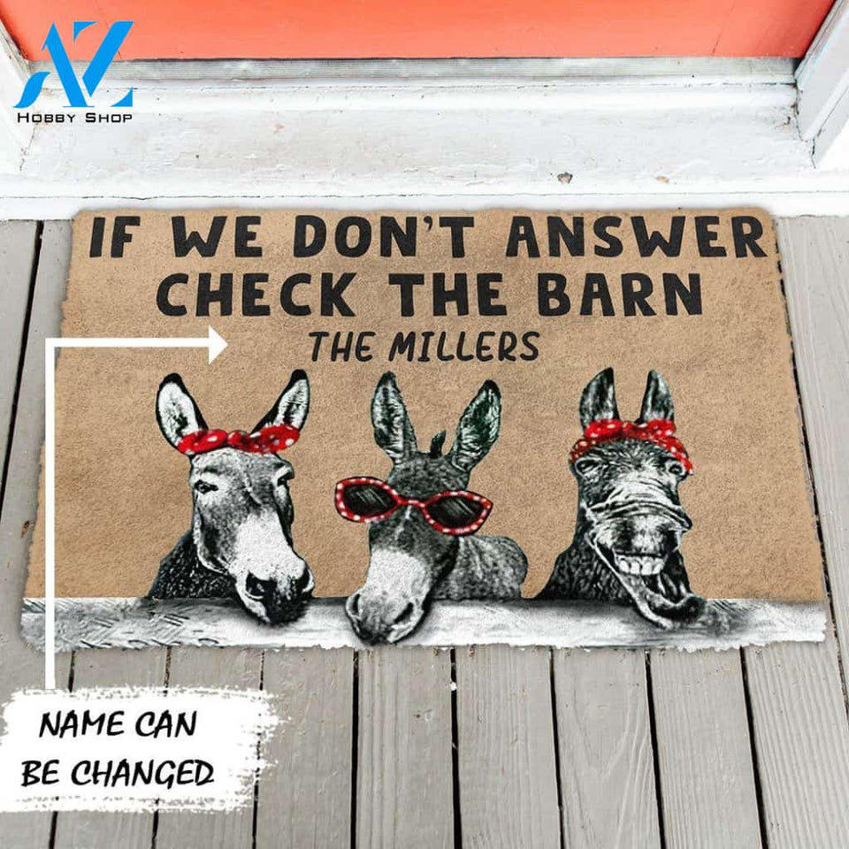 Dog Doormat 3D Check The Donkey Barn Custom Name Doormat