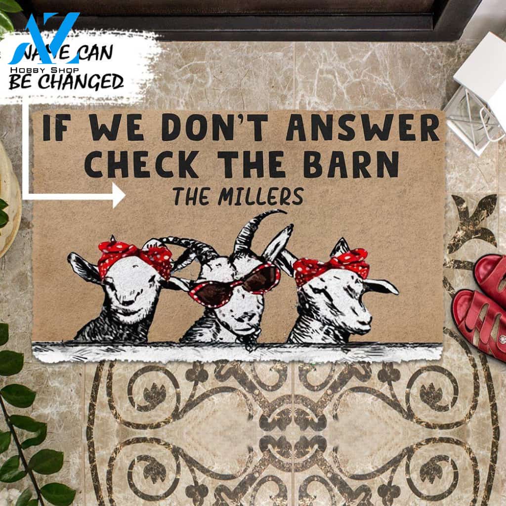 Dog Doormat 3D Check The Goat Barn Custom Name Doormat