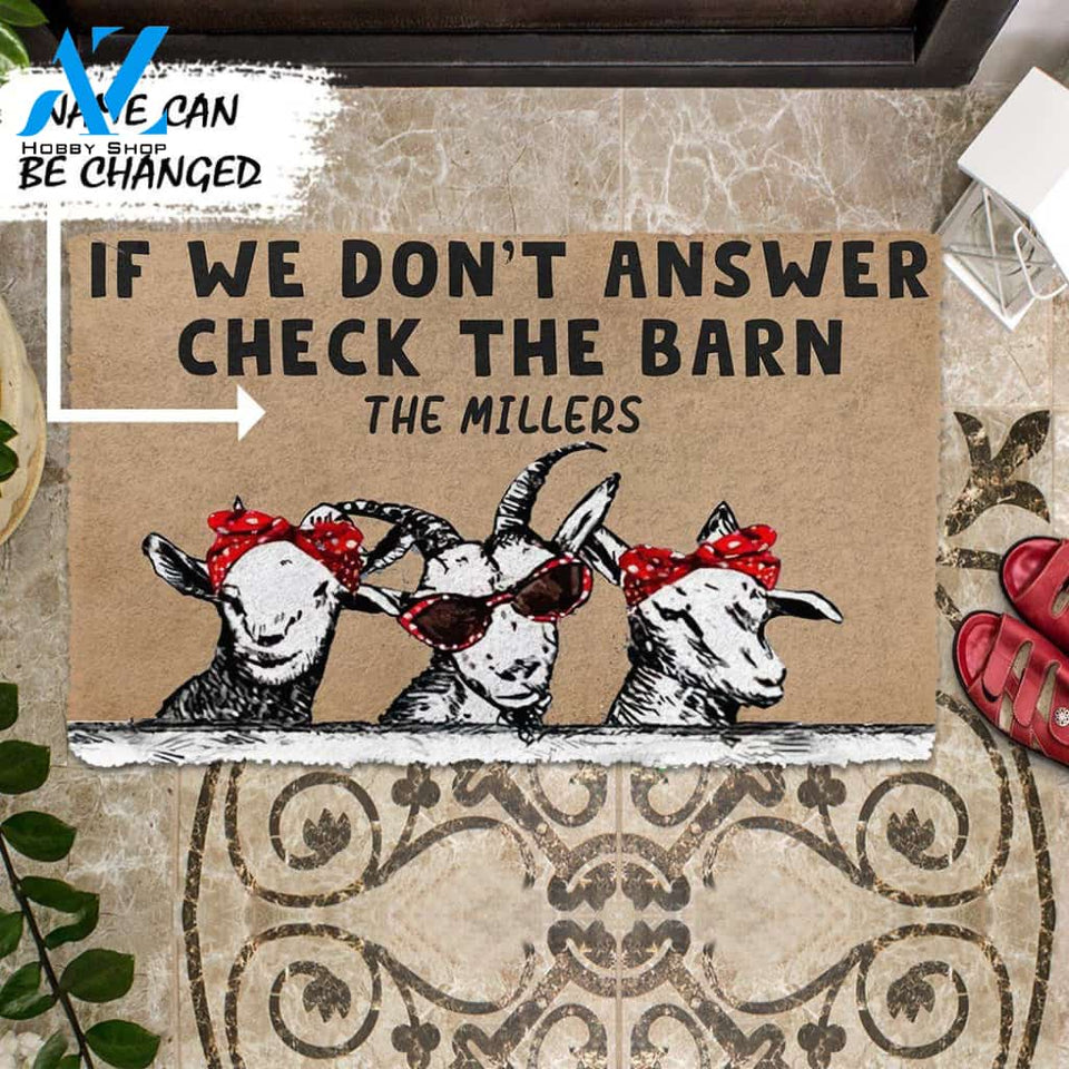 Dog Doormat 3D Check The Goat Barn Custom Name Doormat