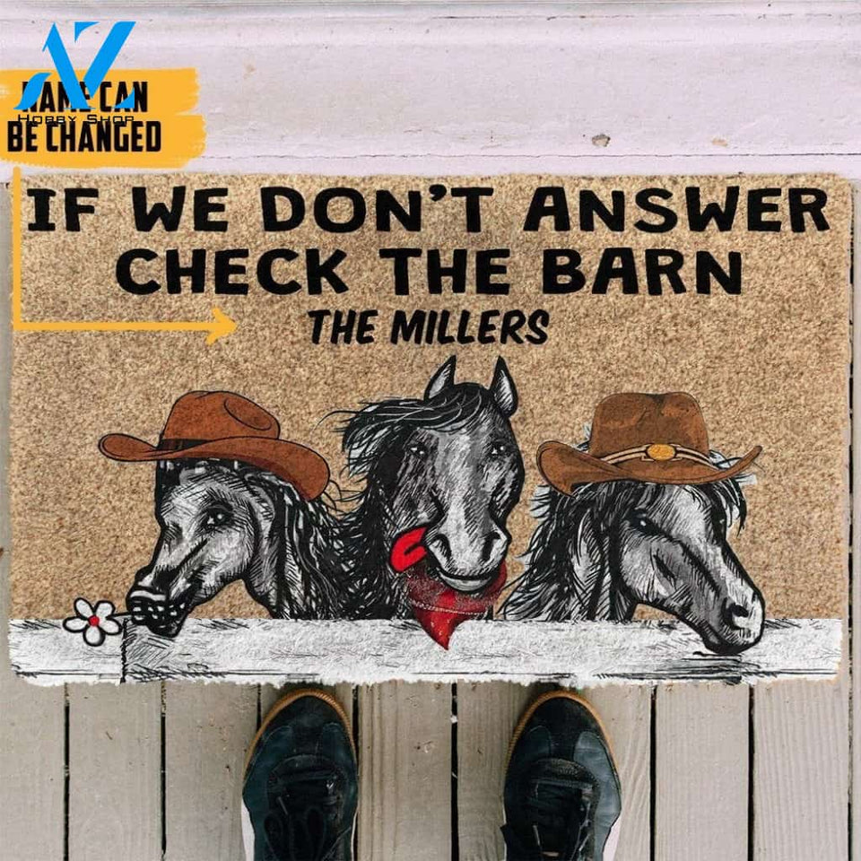 Dog Doormat 3D Check The Horse Barn Custom Name Doormat