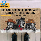 Dog Doormat 3D Check The Horse Barn Custom Name Doormat