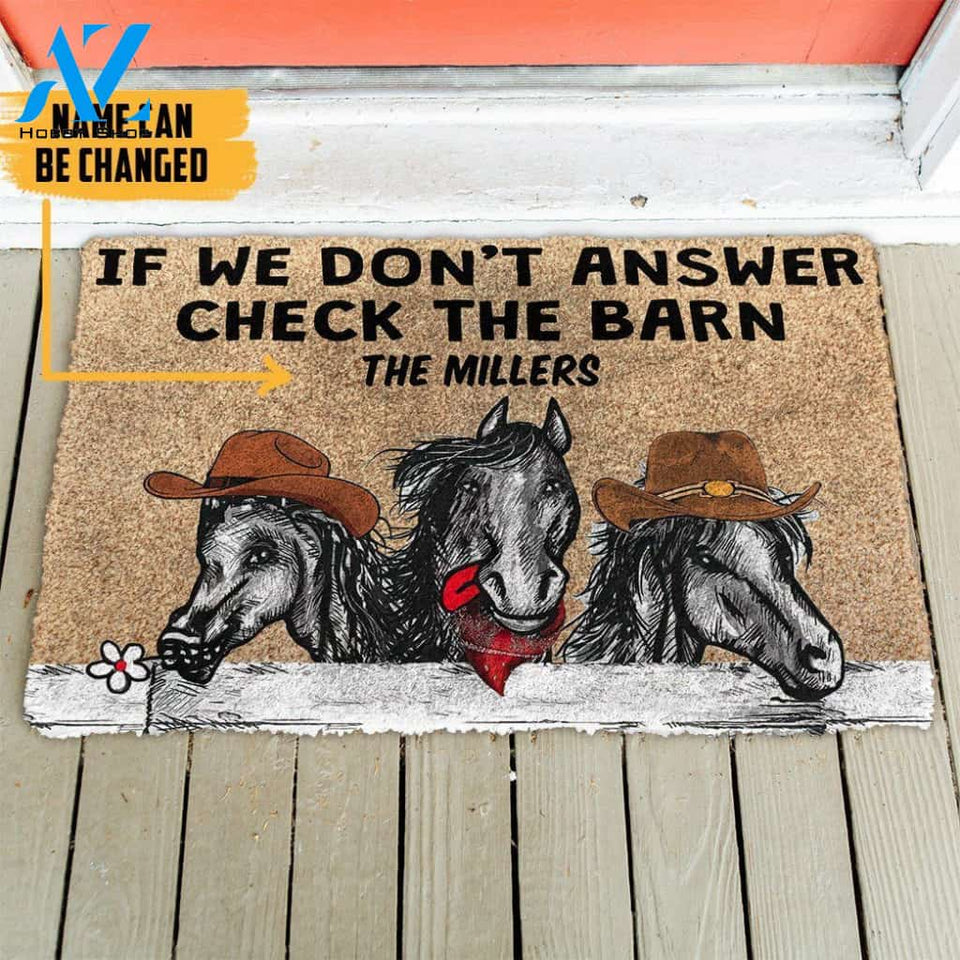 Dog Doormat 3D Check The Horse Barn Custom Name Doormat