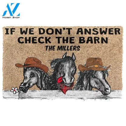 Dog Doormat 3D Check The Horse Barn Custom Name Doormat