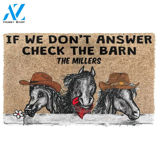 Dog Doormat 3D Check The Horse Barn Custom Name Doormat