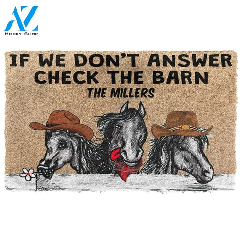 Dog Doormat 3D Check The Horse Barn Custom Name Doormat