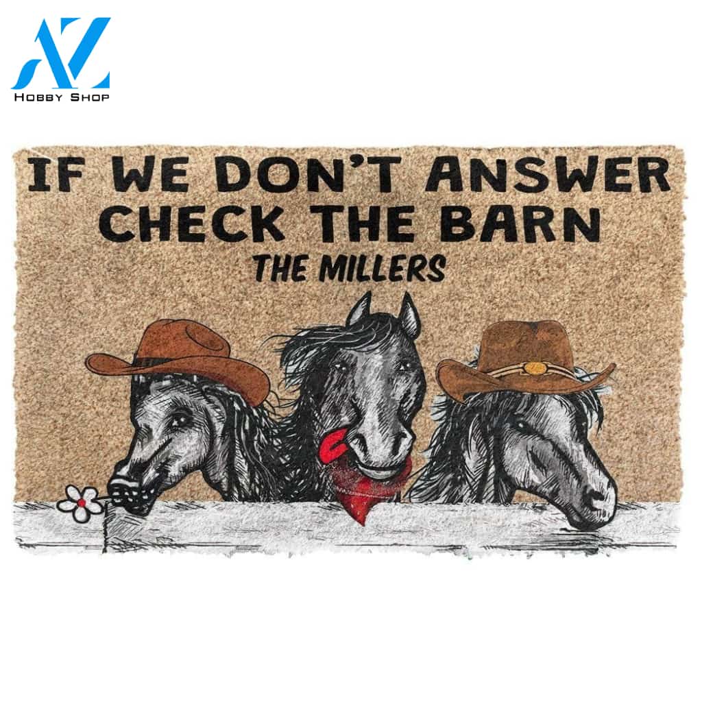 Dog Doormat 3D Check The Horse Barn Custom Name Doormat