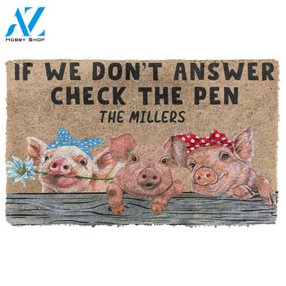 Dog Doormat 3D Check The Pig Pen Custom Name Doormat