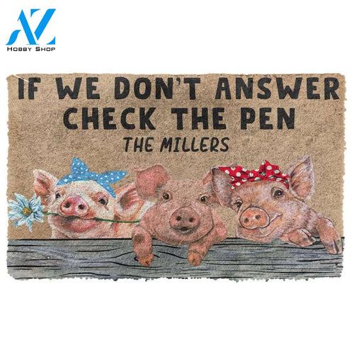 Dog Doormat 3D Check The Pig Pen Custom Name Doormat