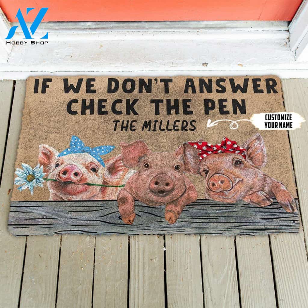 Dog Doormat 3D Check The Pig Pen Custom Name Doormat