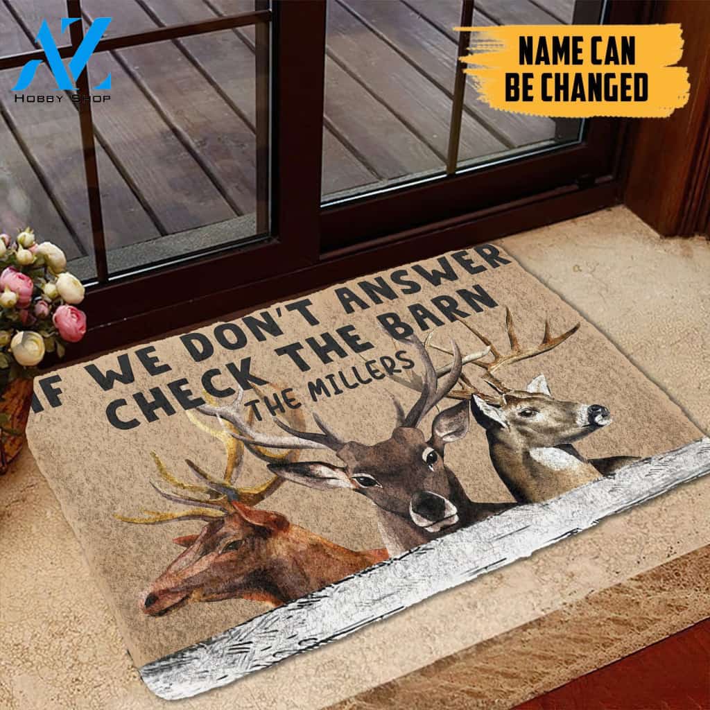 Dog Doormat 3D Check The Reindeer Barn Custom Name Doormat