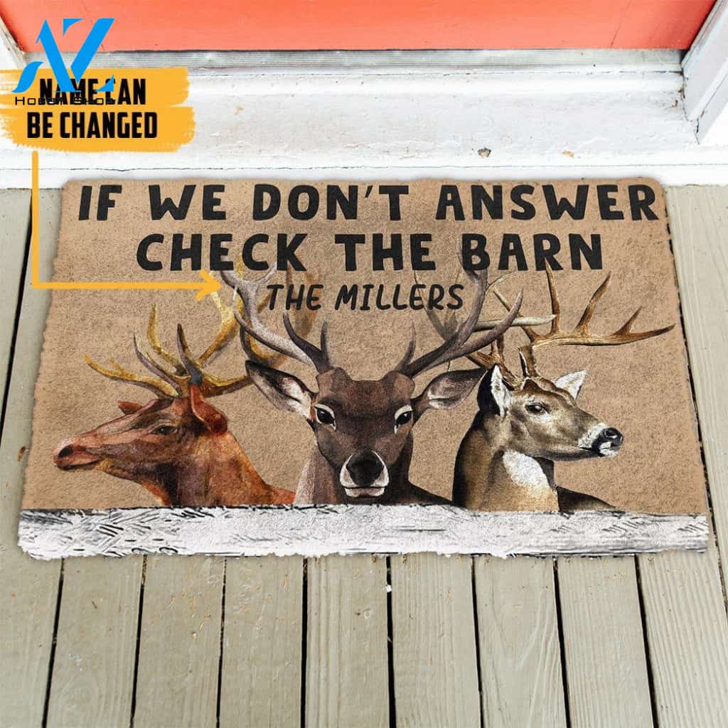 Dog Doormat 3D Check The Reindeer Barn Custom Name Doormat
