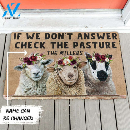 Dog Doormat 3D Check The Sheep Pasture Custom Name Doormat