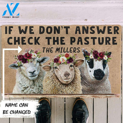 Dog Doormat 3D Check The Sheep Pasture Custom Name Doormat