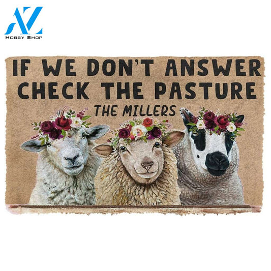 Dog Doormat 3D Check The Sheep Pasture Custom Name Doormat