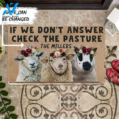 Dog Doormat 3D Check The Sheep Pasture Custom Name Doormat