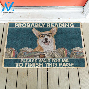 Dog Doormat 3D Corgi Probably Reading Please Wait Custom Doormat