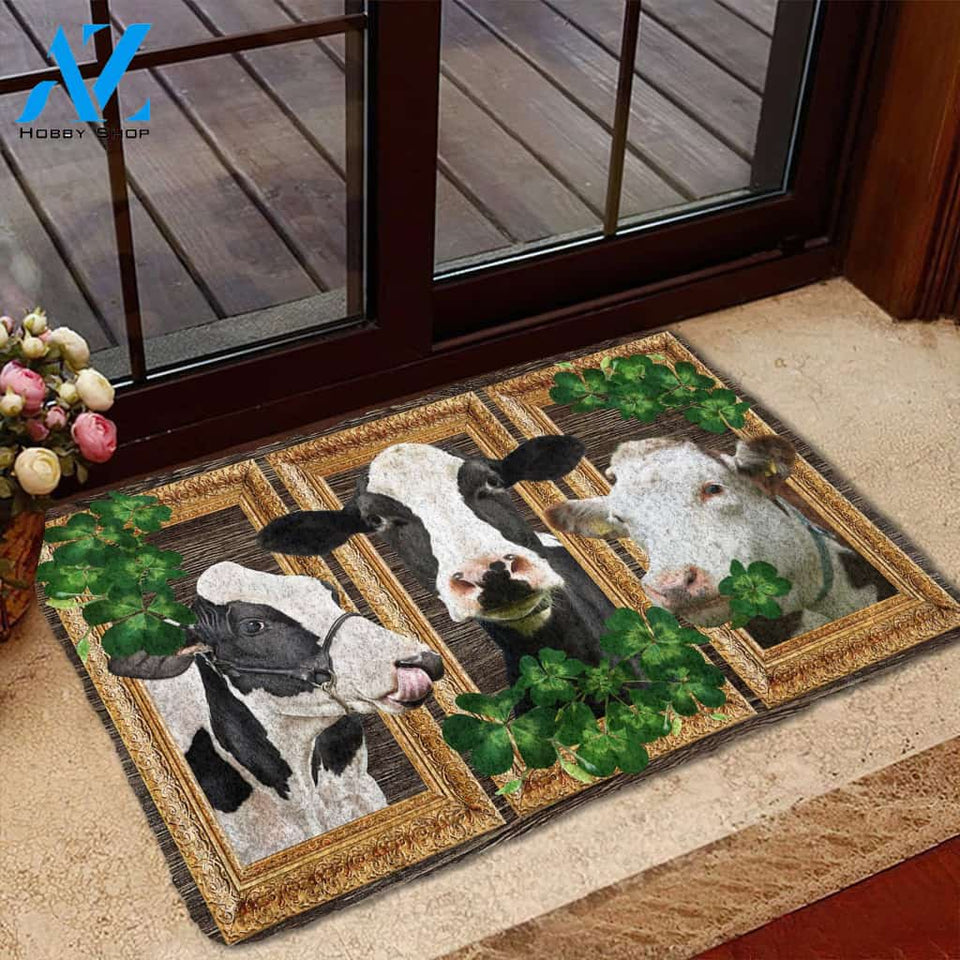 Dog Doormat 3D Cow Shamrock St Patrick Day Custom Doormat