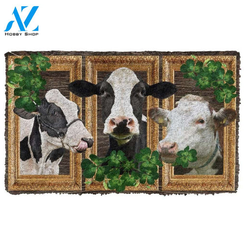 Dog Doormat 3D Cow Shamrock St Patrick Day Custom Doormat