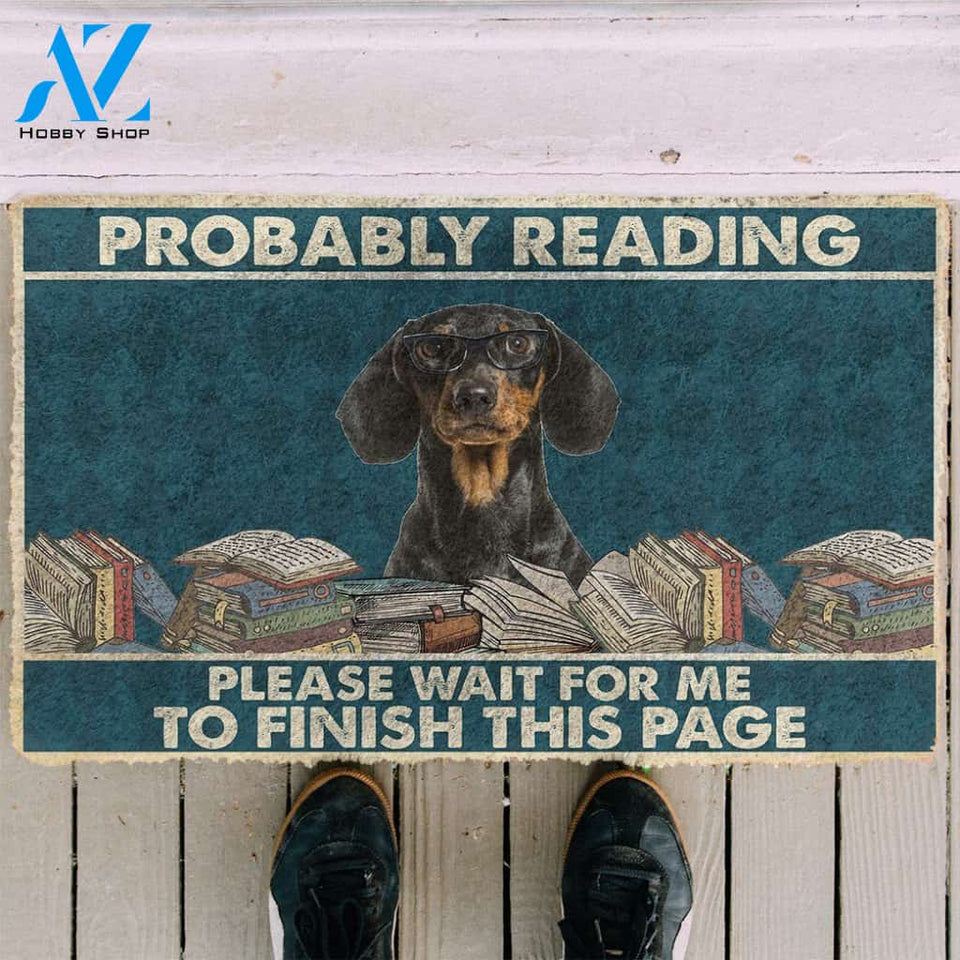 Dog Doormat 3D Dachshund Probably Reading Please Wait Custom Doormat