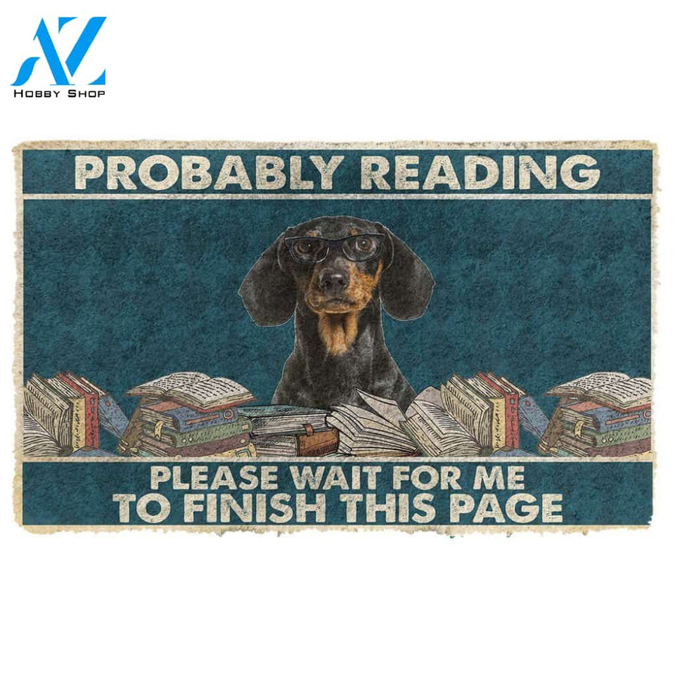 Dog Doormat 3D Dachshund Probably Reading Please Wait Custom Doormat